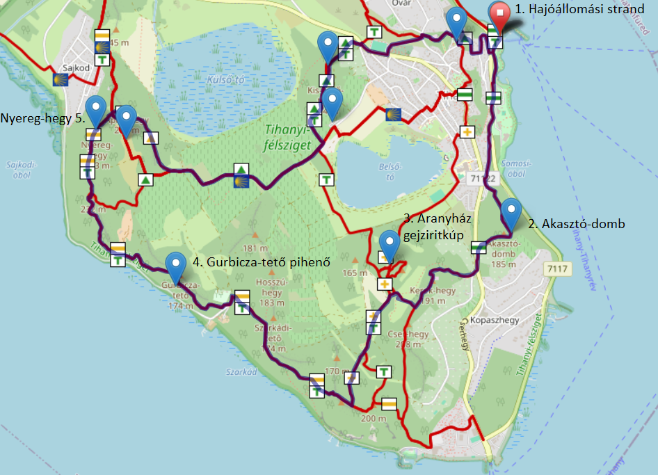 Tihanyi Nagy Kör túra útvonala